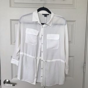 Armani Exchange Medium White Button Up Blouse